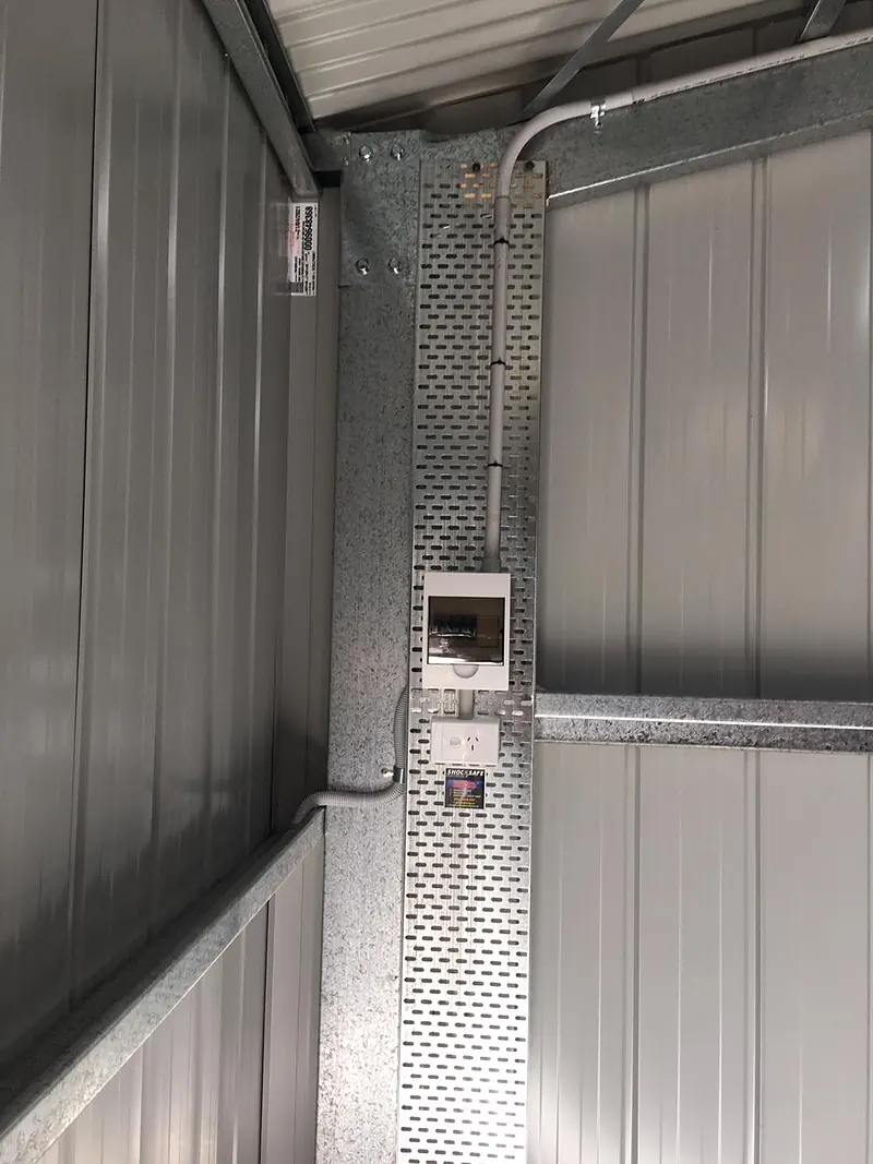 Sub board mounted on cable tray inside a steel shed