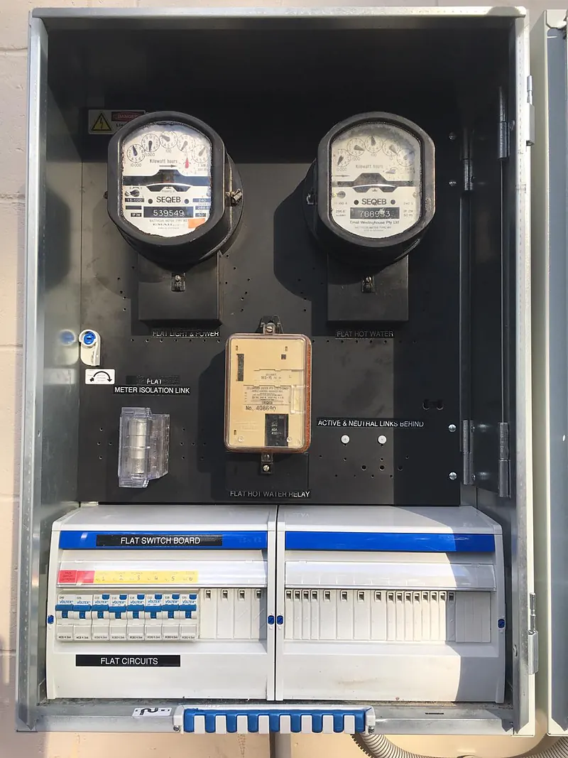 Switchboard upgrade with new circuit breakers in a meter box